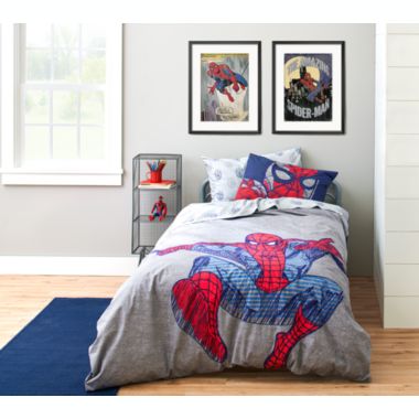 Saturday Park Marvel Spiderman Web Stripe 100% Organic Cotton Sheet Set. View a larger version of this product image.