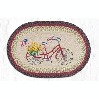 Earth Rugs OP-574 Bicycle with Flag Oval Patch 20 x 30 inch. View a larger version of this product image.