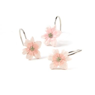Saturday Knight Ltd Misty Floral Beautiful Bath Shower Curtain Hooks - 2.75" x 3.79" x 6.97", Pink. View a larger version of this product image.
