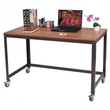 Costway Metal Frame Computer Desk with Wheels. View a larger version of this product image.