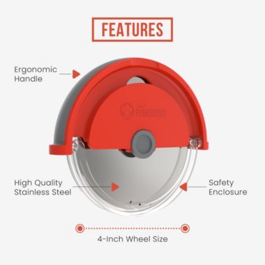 Chef Pomodoro Pizza Cutter Wheel with Protective Cover Blade Guard, Easy to Clean, 4-Inch Super Sharp Slicer, Stainless Steel Kitchen Gadget, Pizza Making Accessories (Orange). View a larger version of this product image.