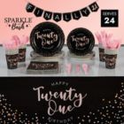 Alternate image 2 for Blue Panda 21st Birthday Party Supplies, Plates, Napkins, Tablecloth, Cups, Cutlery, Finally 21 Banner (24 Guests, 170 Pieces)