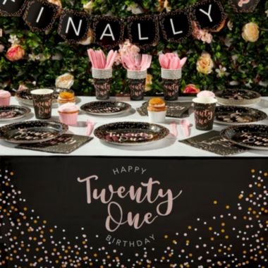 Blue Panda 21st Birthday Party Supplies, Plates, Napkins, Tablecloth, Cups, Cutlery, Finally 21 Banner (24 Guests, 170 Pieces). View a larger version of this product image.