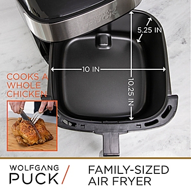 Wolfgang Puck 9.7QT Stainless Steel Air Fryer, Large Single Basket Design, Simple Dial Controls, Nonstick Interior, Includes Cooking Guide & Recipes. View a larger version of this product image.