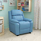 Alternate image 0 for Flash Furniture Deluxe Padded Contemporary Light Blue Vinyl Kids Recliner With Storage Arms - Light Blue Vinyl