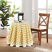 Kate Aurora Country Farmhouse Plaid Buffalo Check Stain & Spill Proof Fabric Tablecloths - 70 in. Round, Yellow