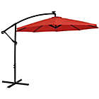 Alternate image 0 for Sunnydaze Outdoor Steel Cantilever Offset Patio Umbrella with Solar LED Lights, Air Vent, Crank, and Base - 9&#39; - Cherry