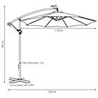 Alternate image 2 for Sunnydaze Outdoor Steel Cantilever Offset Patio Umbrella with Solar LED Lights, Air Vent, Crank, and Base - 9&#39; - Cherry