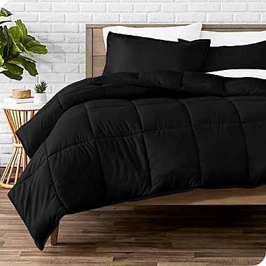 Bare Home Comforter Set - Goose Down Alternative - Ultra-Soft - Hypoallergenic - All Season Breathable Warmth (Oversized Queen, Black). View a larger version of this product image.