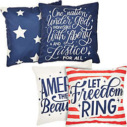 Juvale Patriotic Throw Pillow Covers, Red, White, Blue (18 In, 4 Pack)