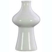 Urban Trends Collection Ceramic Round Bellied Vase with Short Neck on Flared Round Base LG Gloss Finish White