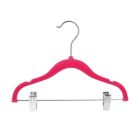 Alternate image 2 for Juvale Hot Pink Velvet Clothes Hangers with Clips for Baby Nursery and Kids Closet, Ultra Thin, Nonslip (12 Inches, 24 Pack)