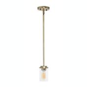 Elegant Designs 5.75" Essential Modern Farmhouse Adjustable 1-Light Cylindrical Clear Glass Kitchen Island Hanging Ceiling Pendant, Antique Brass