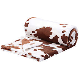 PiccoCasa Cow Printed Blanket, Soft 300GSM Fleece Flannel Throw Blanket Lightweight Cute Comfy Warm Cow Texture Cowhide Blankets for Couch Sofa Bed Office 51