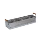 Cheungs Home Decorative Gray Wash Wood and Metal 4 Slot Organizer with Side Handles
