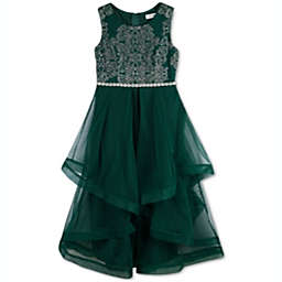 Speechless Big Girl's Beaded Crinoline Trim Dress Green Size 12