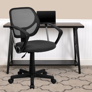 Flash Furniture Neri Low Back Gray Mesh Swivel Task Office Chair with Arms. View a larger version of this product image.