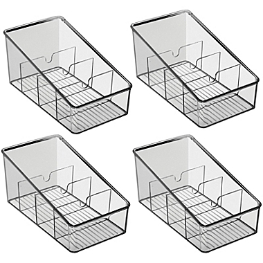 mDesign Plastic Food Packet Kitchen Organizer Bin Storage - 4 Pack - Smoke Gray. View a larger version of this product image.