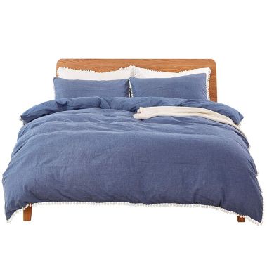 MarCielo 3 Piece Cotton Duvet Cover Set Pompom. View a larger version of this product image.