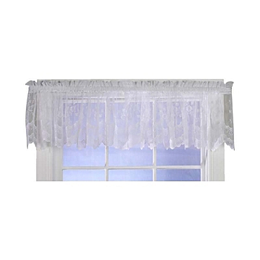 Commonwealth Habitat Mona Lisa Jacquard Scalloped Lace Tailored Valance - 56x15" - White. View a larger version of this product image.