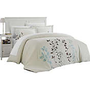 Chic Home Kathy Kaylee Floral Embroidered Bed In A Bag 7 Pieces Duvet Cover Set - King 106" x 92" - Beige