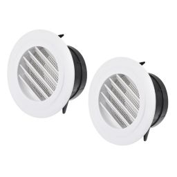 Unique Bargains Round Air Vent 4 Inch Removable Screen Grille Cover Slanted Louver for Bathroom Home Office, Pack of 2