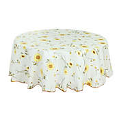 PiccoCasa Farmhouse Decorative Printed Tablecloth Table Cover Table Protector for Kitchen, Seamless Water Vinyl Round Tablecloth 71 Dia for Wedding/Restaurant/Parties Tablecloth Decoration Yellow Flower Pattern Floral Printed