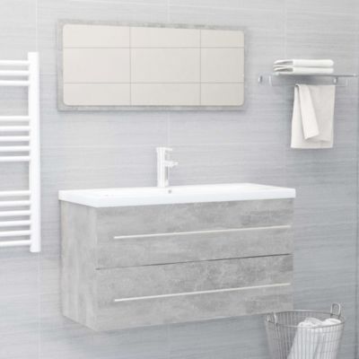 vidaXL 2 Piece Bathroom Furniture Set Concrete Gray Engineered Wood