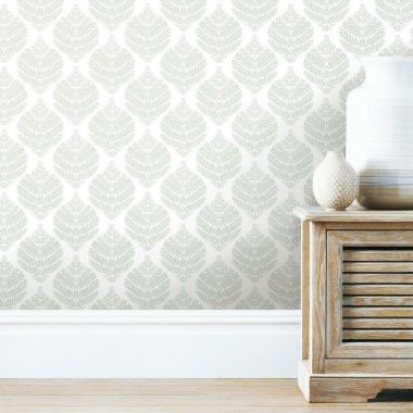 Roommates Decor Modern Hygee Fern Damask Peel & Stick Wallpaper - Gray, White. View a larger version of this product image.