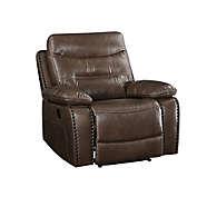 Dozydotes Child Recliner with Cup Holder Pecan Brown Leather DZD11534 