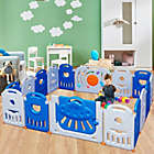 Alternate image 1 for Costway 16-Panel Baby Playpen Safety Play Center with Lockable Gate-Blue