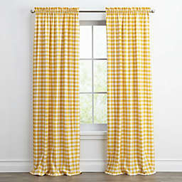 Kate Aurora Country Farmhouse Buffalo Check Plaid Gingham Window Curtains - 42 in. W x 63 in. L, Yellow