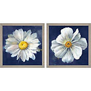 Great Art Now Boldest Bloom Dark Blue by Danhui Nai 13-Inch x 13-Inch Framed Wall Art (Set of 2)