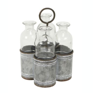 Cheungs Home Decorative 4 Slot Galvanized Metal Jar Holder - Large. View a larger version of this product image.