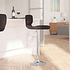 Alternate image 1 for Merrick Lane Set of Two Swivel Bar Stools in Brown Vinyl with Vertical Stitched Back and Adjustable Chrome Base with Footrest