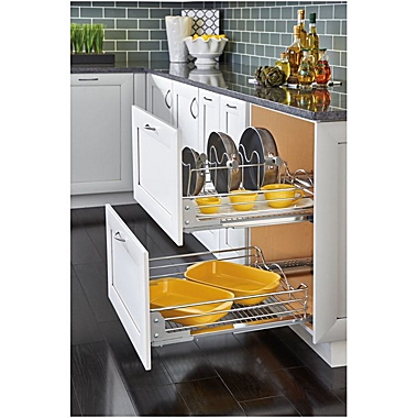 Rev-A-Shelf 22" Single Basket Pull Out Cabinet Organizer in  Chrome. View a larger version of this product image.