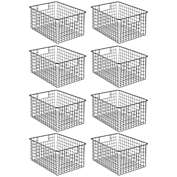 mDesign Metal Storage Basket Bin with Handles for Closets, 8 Pack