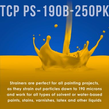 TCP Global 250 Pack of Paint Strainers with Fine 190 Micron Filter Tips - Premium "PURE BLUE" Ultra-Flow Blue Nylon Mesh. View a larger version of this product image.