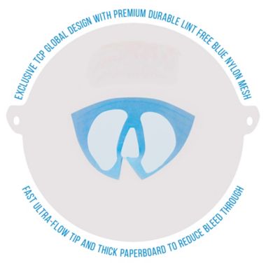 TCP Global 250 Pack of Paint Strainers with Fine 190 Micron Filter Tips - Premium "PURE BLUE" Ultra-Flow Blue Nylon Mesh. View a larger version of this product image.