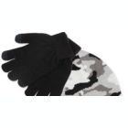 Alternate image 1 for Fab Big Boy's 2 Pc Camo Hat & Gloves Set Black Camo One Size