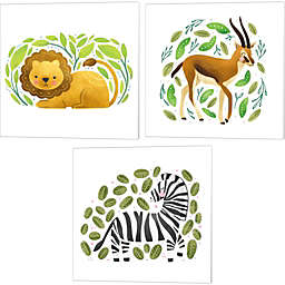 Great Art Now Safari Cuties Lion, Gazelle & Zebra by Noonday Designs 14-Inch x 14-Inch Canvas Wall Art (Set of 3)