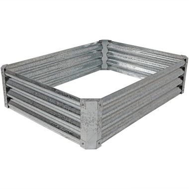 Sunnydaze Outdoor Lawn and Garden Galvanized Steel Rectangle Raised Vegetable Garden or Flower Bed Planter Kit - 22" - Silver. View a larger version of this product image.
