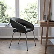 Emma + Oliver Contemporary Black LeatherSoft Side Reception Chair with Chrome Legs