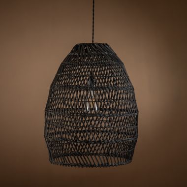 ELE Light & Decor Veremund 1-Light Black Pendant Design Pendant Light with Rattan Shade. View a larger version of this product image.