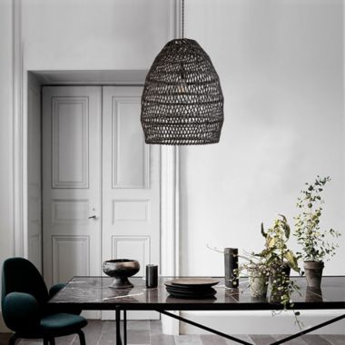 ELE Light & Decor Veremund 1-Light Black Pendant Design Pendant Light with Rattan Shade. View a larger version of this product image.