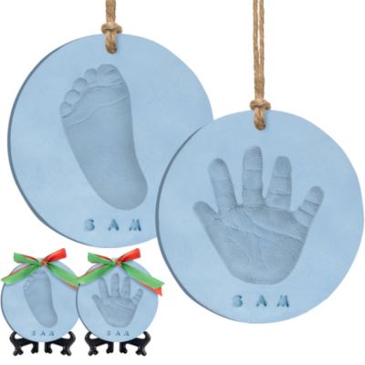 KeaBabies 2pk Baby Hand and Footprint Ornament Kit, Personalized All-in-1 Baby Foot Print Kit for Newborn, Baby Ornaments (Sky, Multi-Colored)