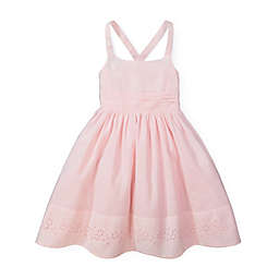 Hope & Henry Girls' Special Sun Dress with Embroidered Hem (Light Pink, 18-24 Months)