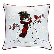Melrose 17" Red and White Snowman and Cardinal Throw Pillow