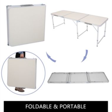 Inq Boutique US Stock Home Use Aluminum Alloy Portable Folding Table White Outdoor Picnic. View a larger version of this product image.