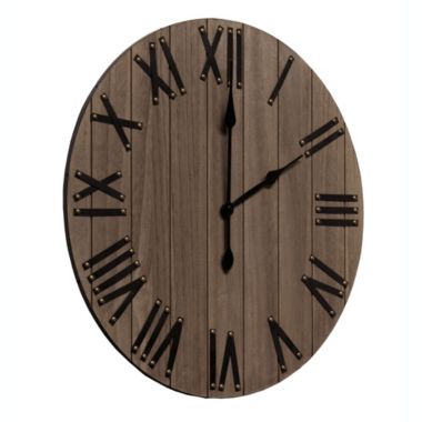Elegant Designs Handsome 21" Rustic Farmhouse Wood Wall Clock, Restored Wood. View a larger version of this product image.